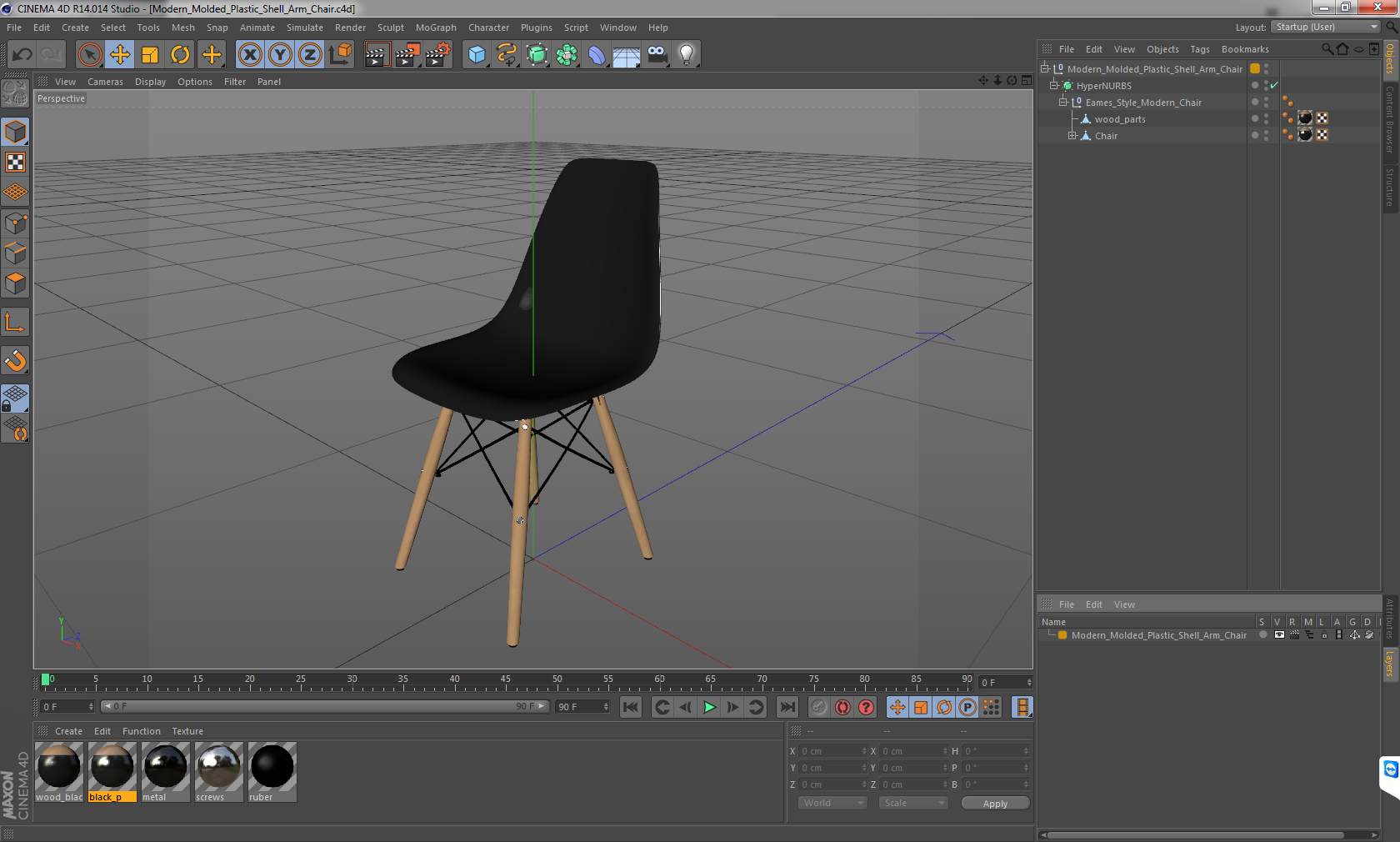 Modern Molded Plastic Shell Arm Chair 3D