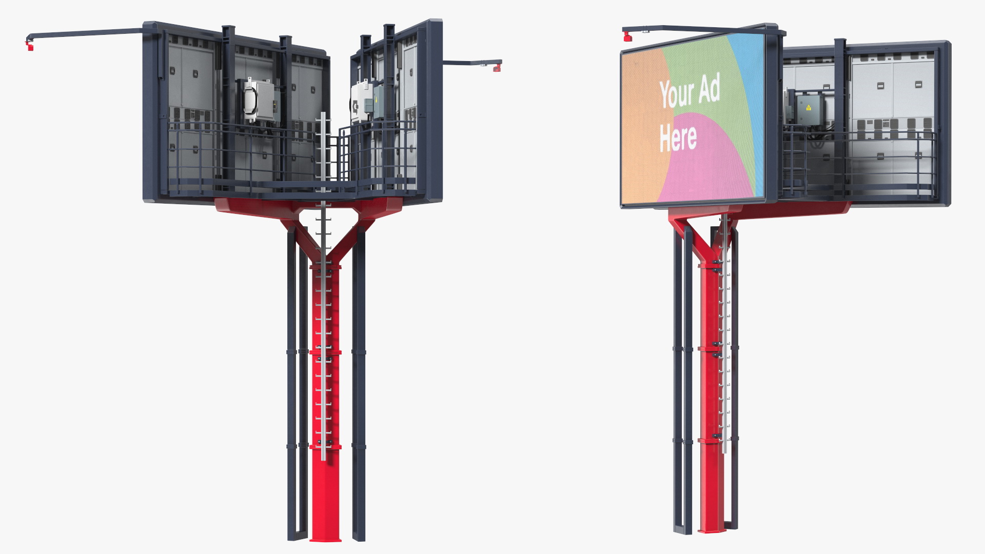 3D model V-Shaped Digital Billboard 6x3