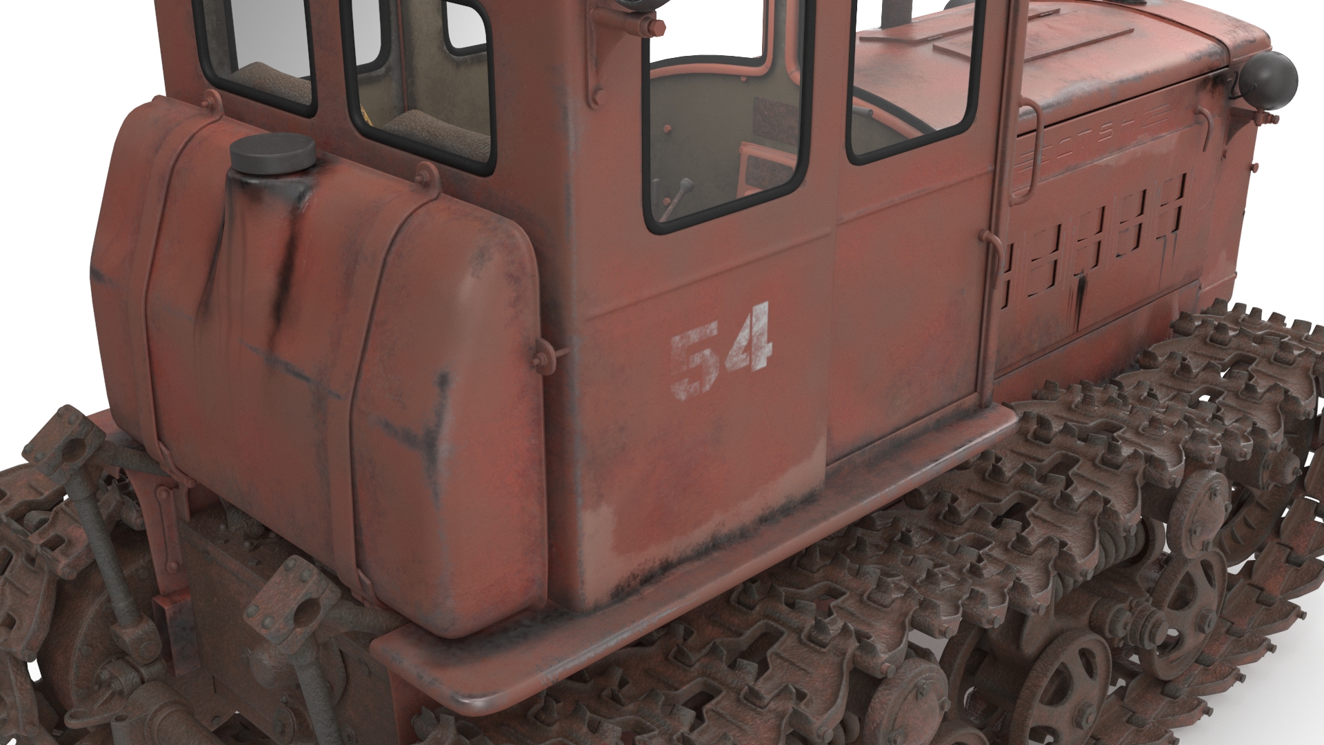 Old Rusty Soviet Crawler Tractor DT54 3D