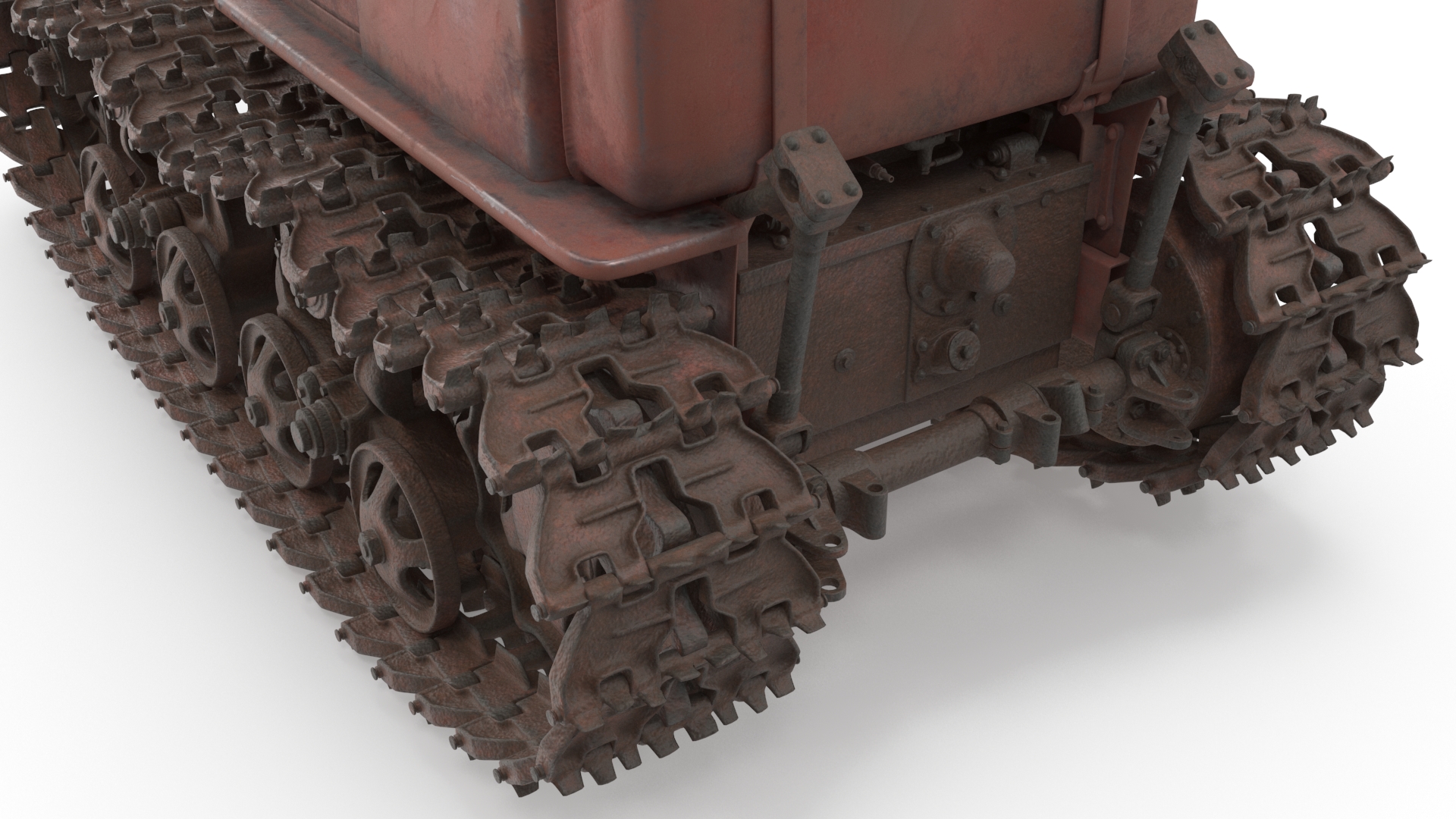 Old Rusty Soviet Crawler Tractor DT54 3D