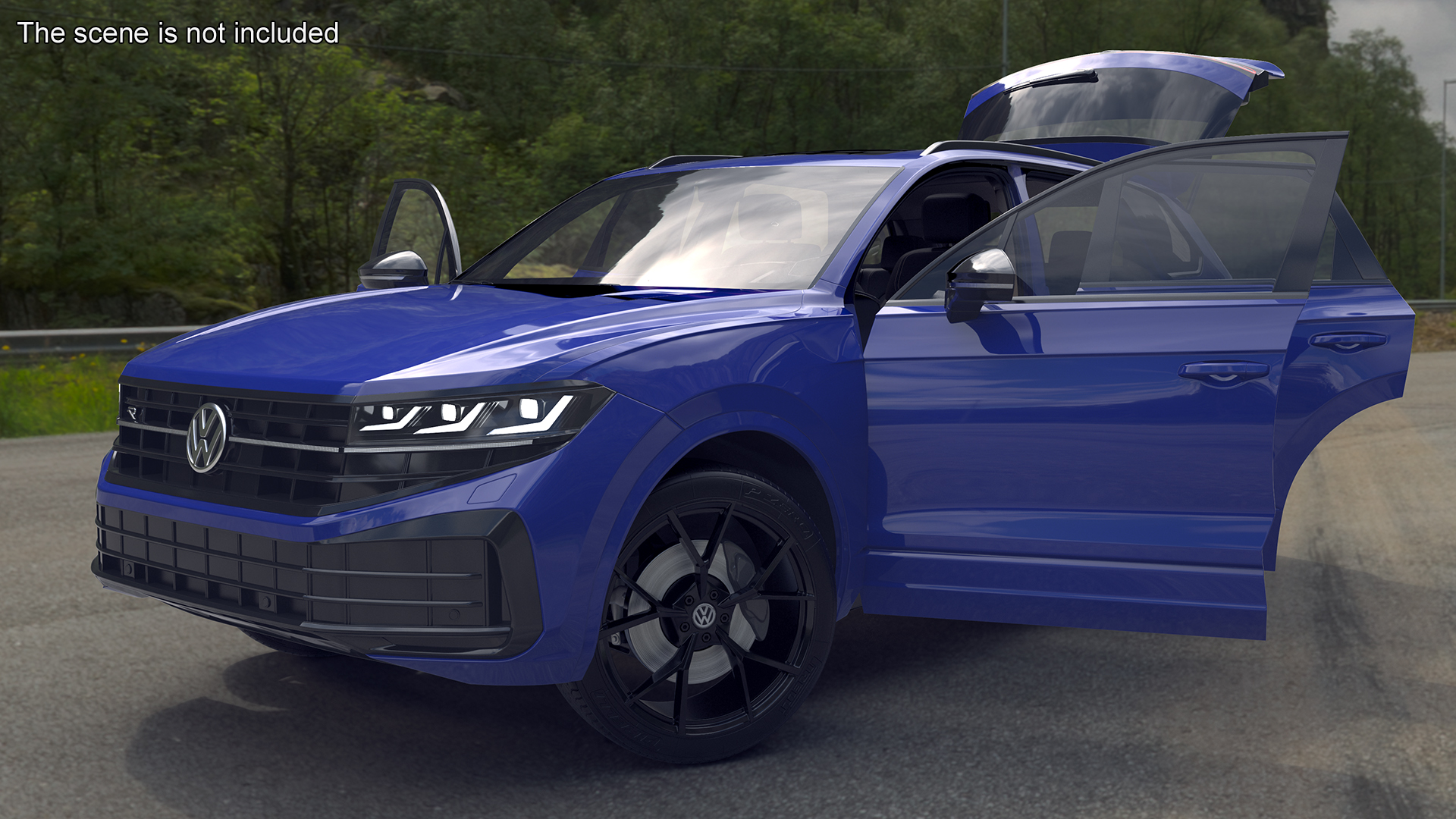 3D model Volkswagen Touareg 2024 Blue Lights On Rigged