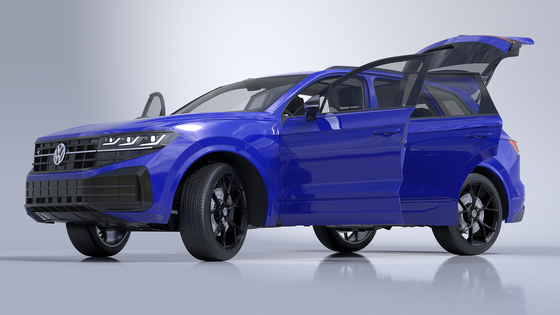 3D model Volkswagen Touareg 2024 Blue Lights On Rigged