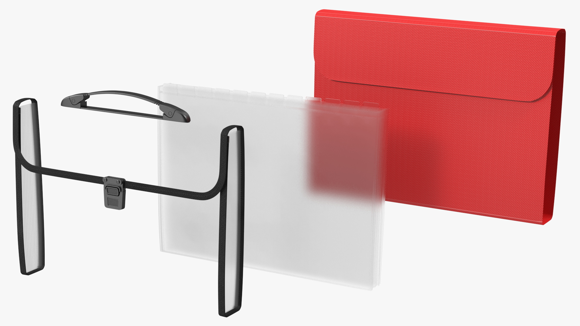 Expanding File Folder with Handle Red 3D