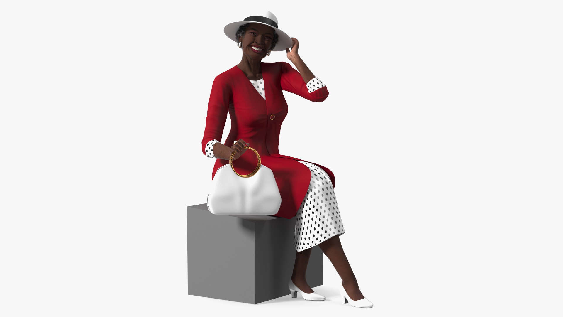 3D model Old Afro American Woman Evening Dress Sitting