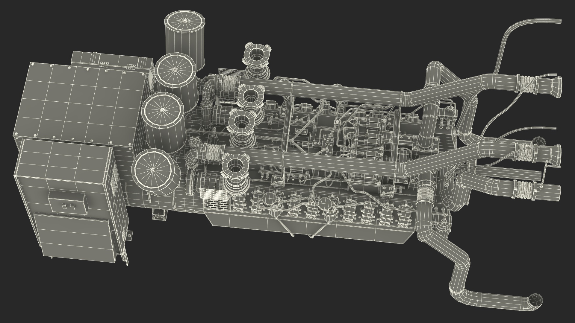 Control Panel with Diesel Generator Engine 3D