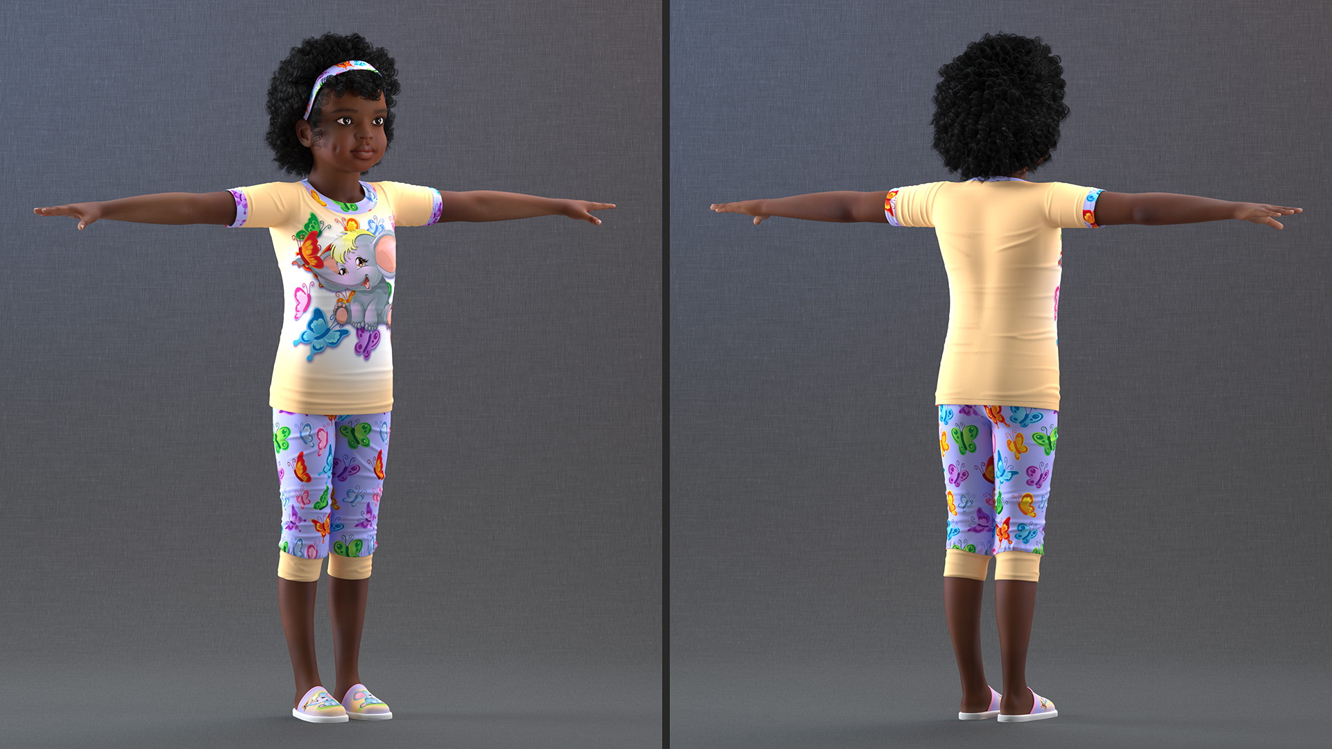 Girl Child Black Home Style Rigged 3D model