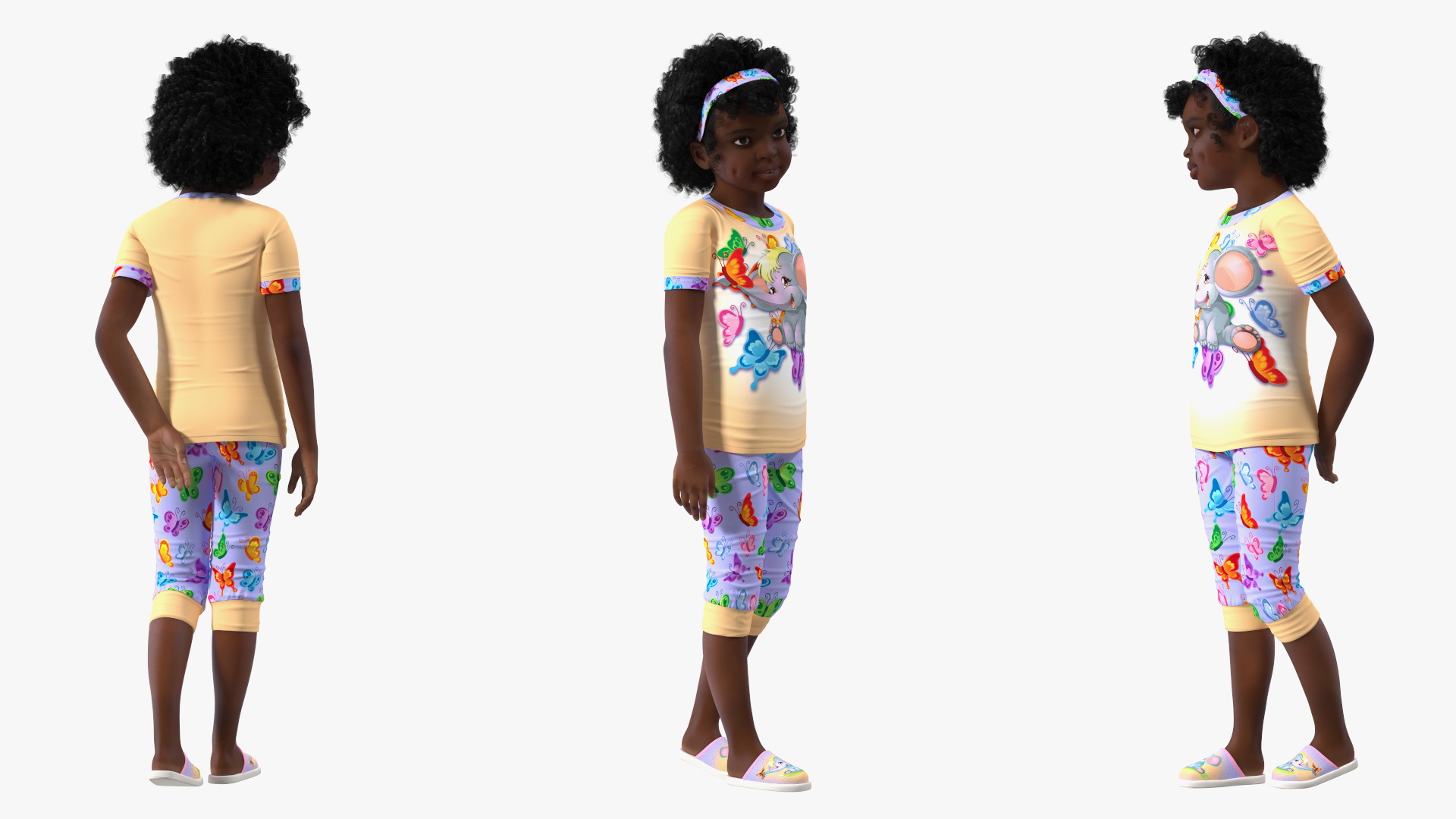 Girl Child Black Home Style Rigged 3D model