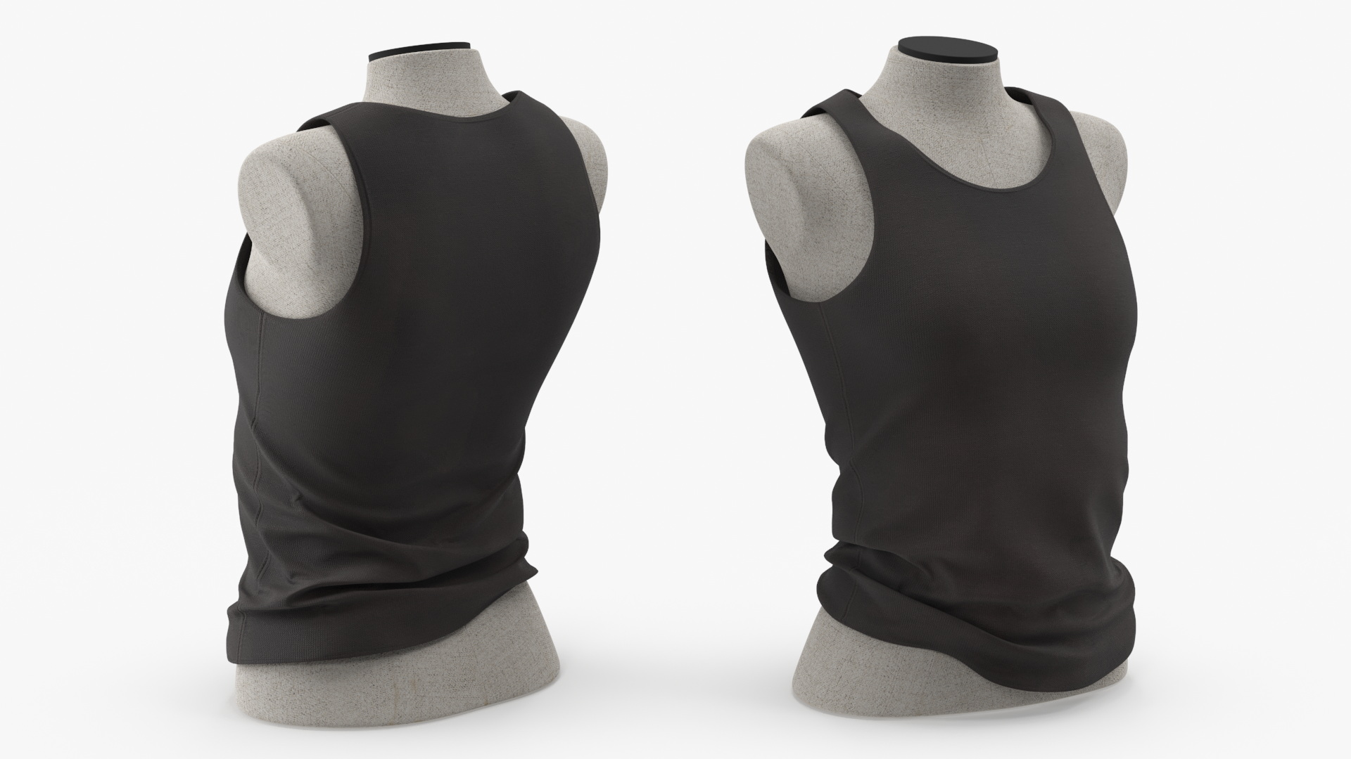 3D Female Undershirt Black model