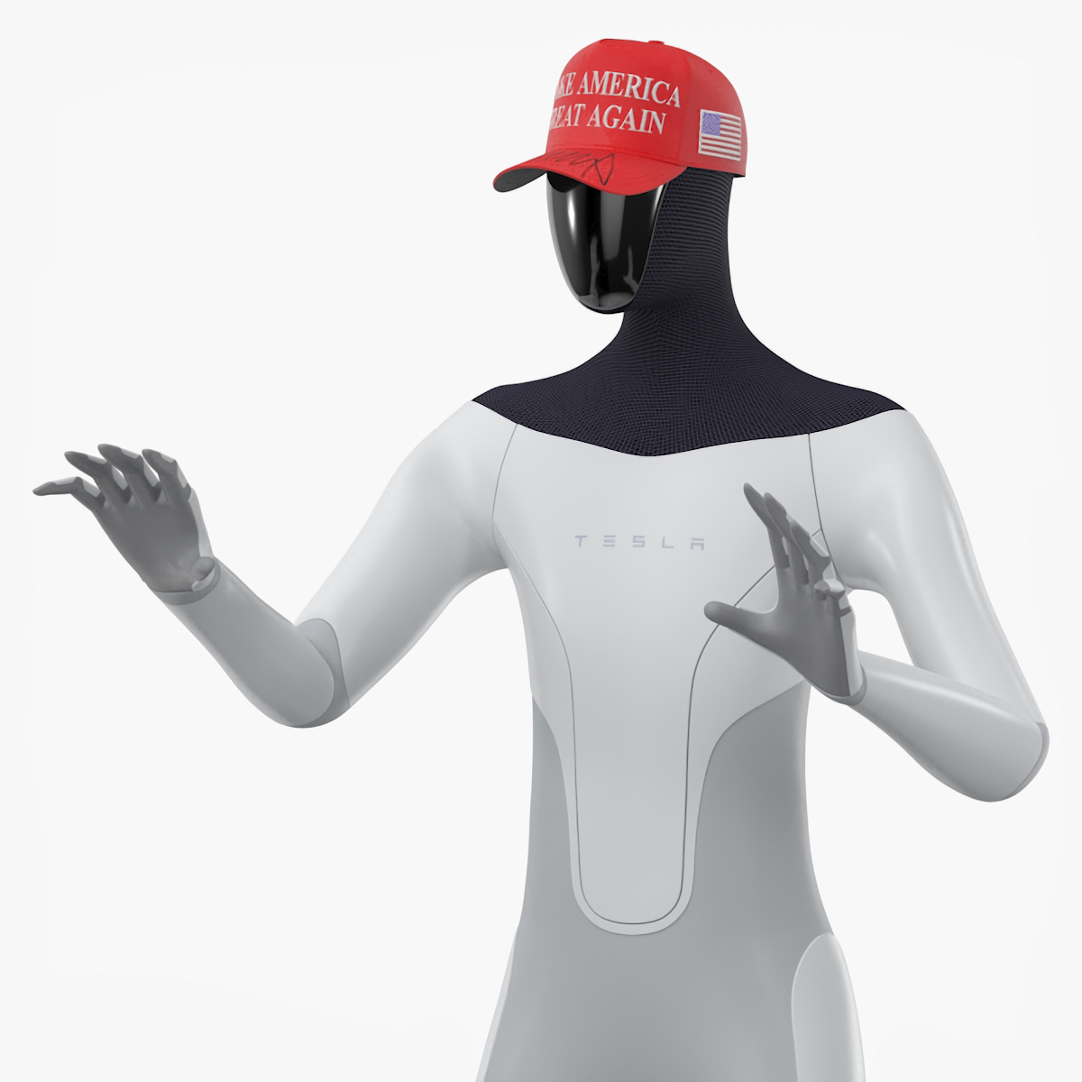 3D Tesla Bot in Trump Cap Rigged for Cinema 4D model