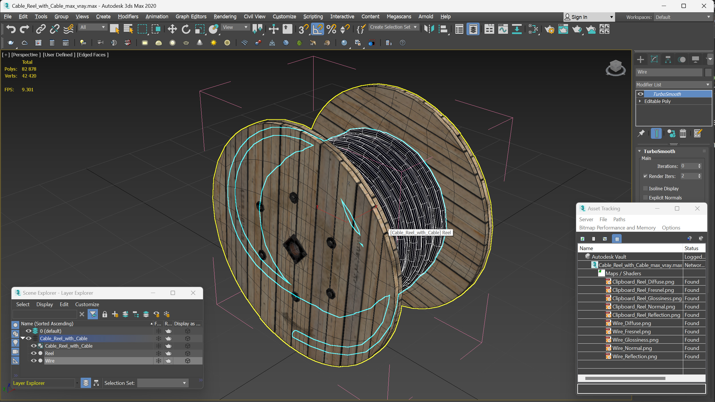 3D Cable Reel with Cable