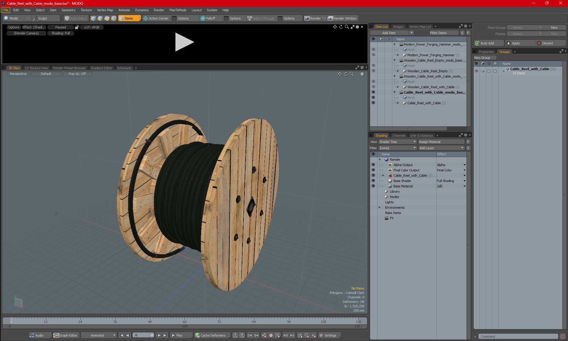 3D Cable Reel with Cable