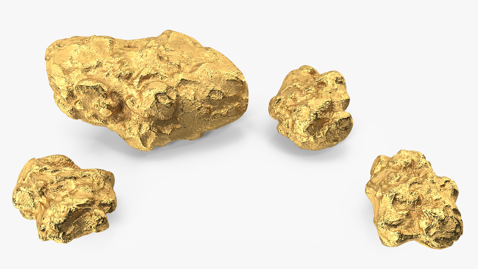 Gold Natural Minerals Big Stones 3D