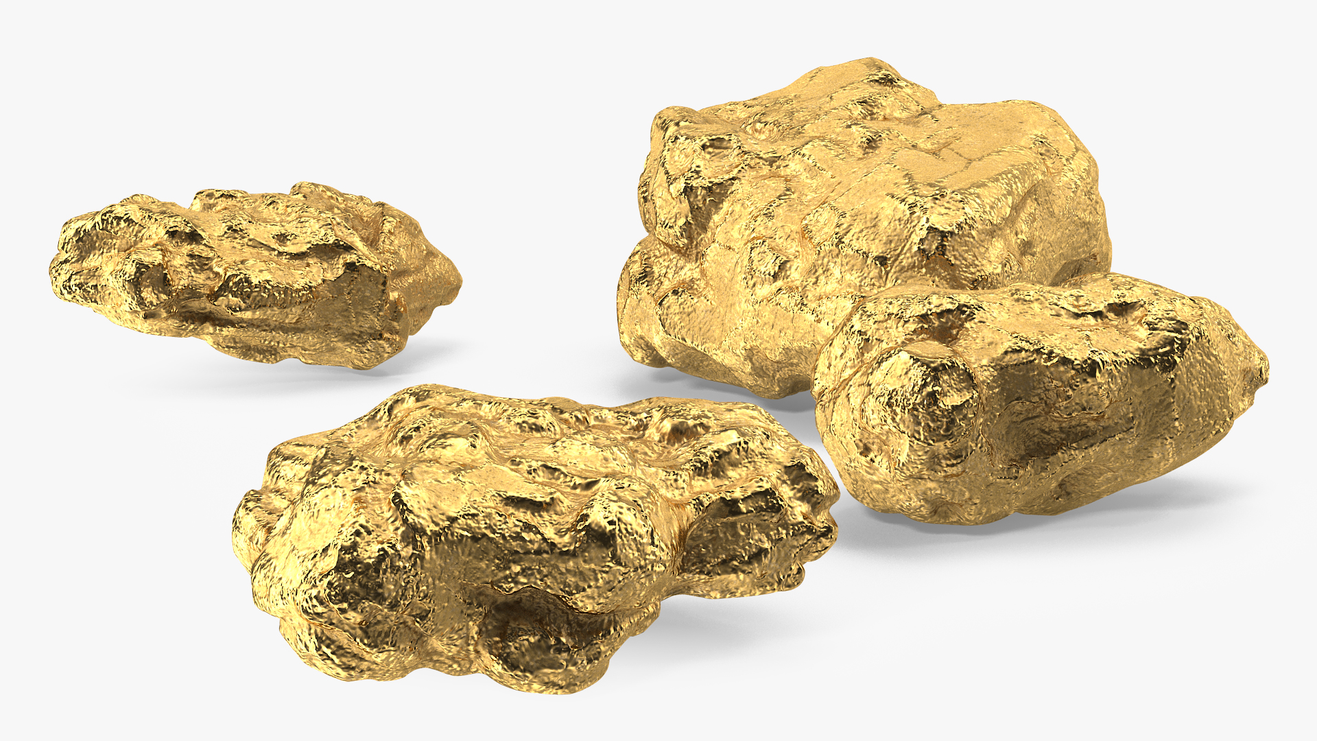 Gold Natural Minerals Big Stones 3D