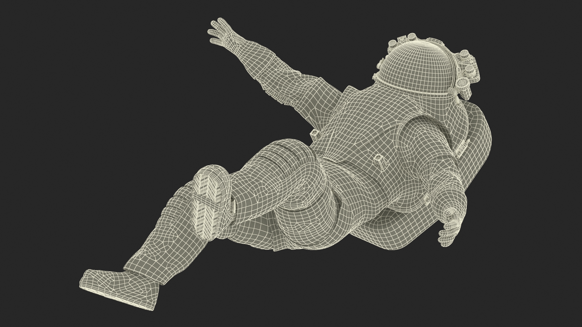 3D Astronaut Falling Pose Fur