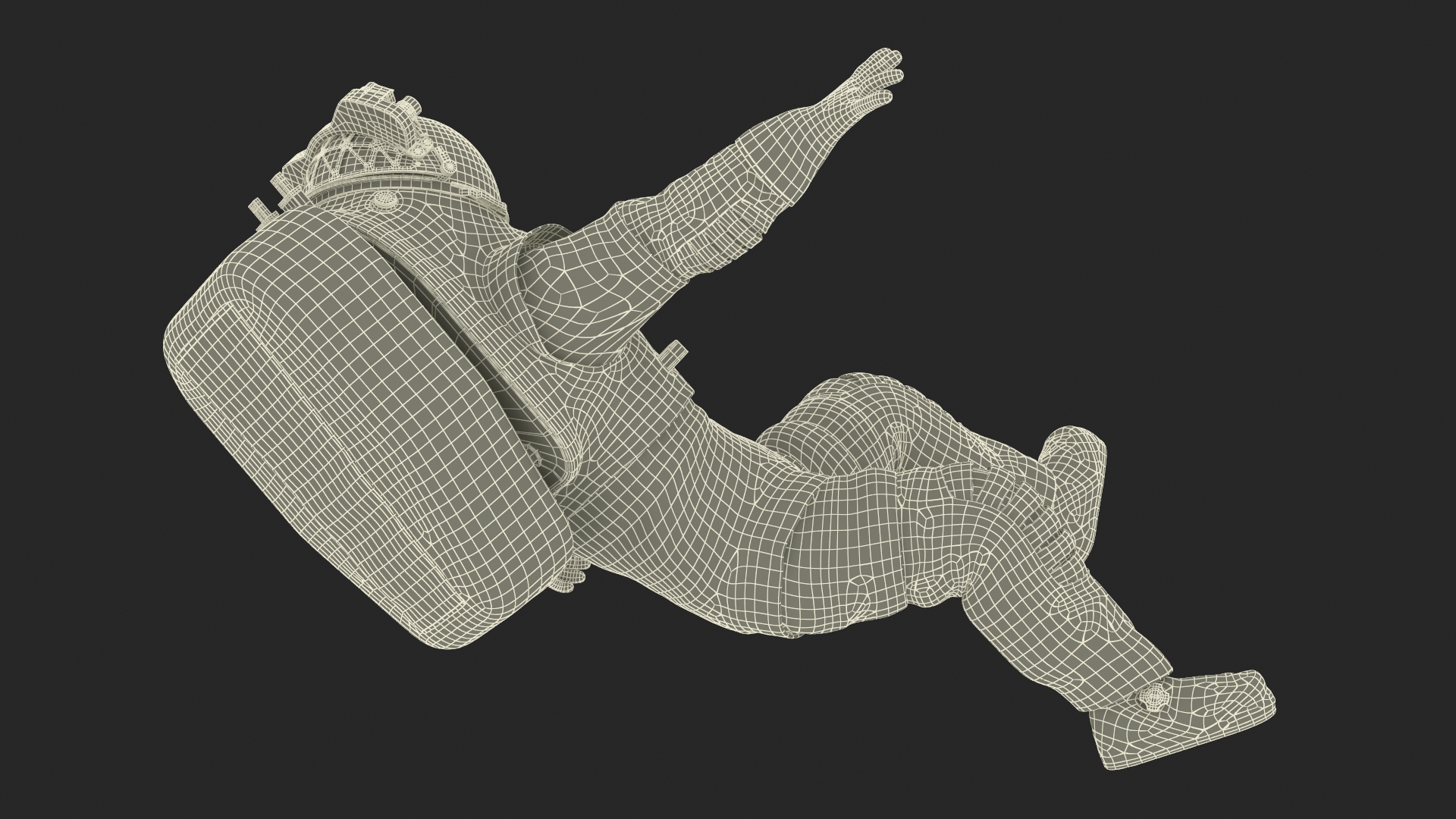 3D Astronaut Falling Pose Fur