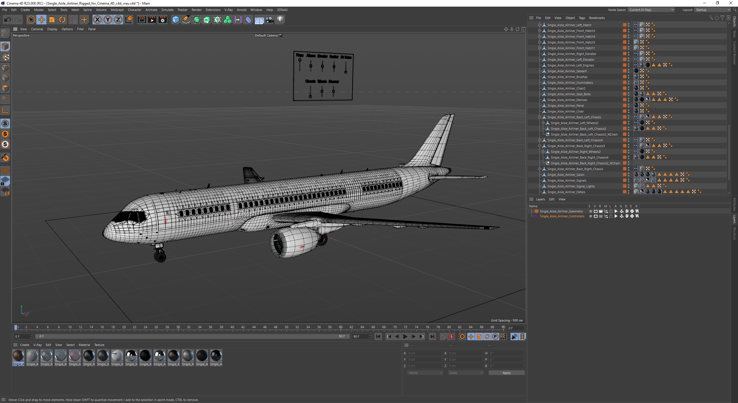 Single Aisle Airliner Rigged for Cinema 4D 3D