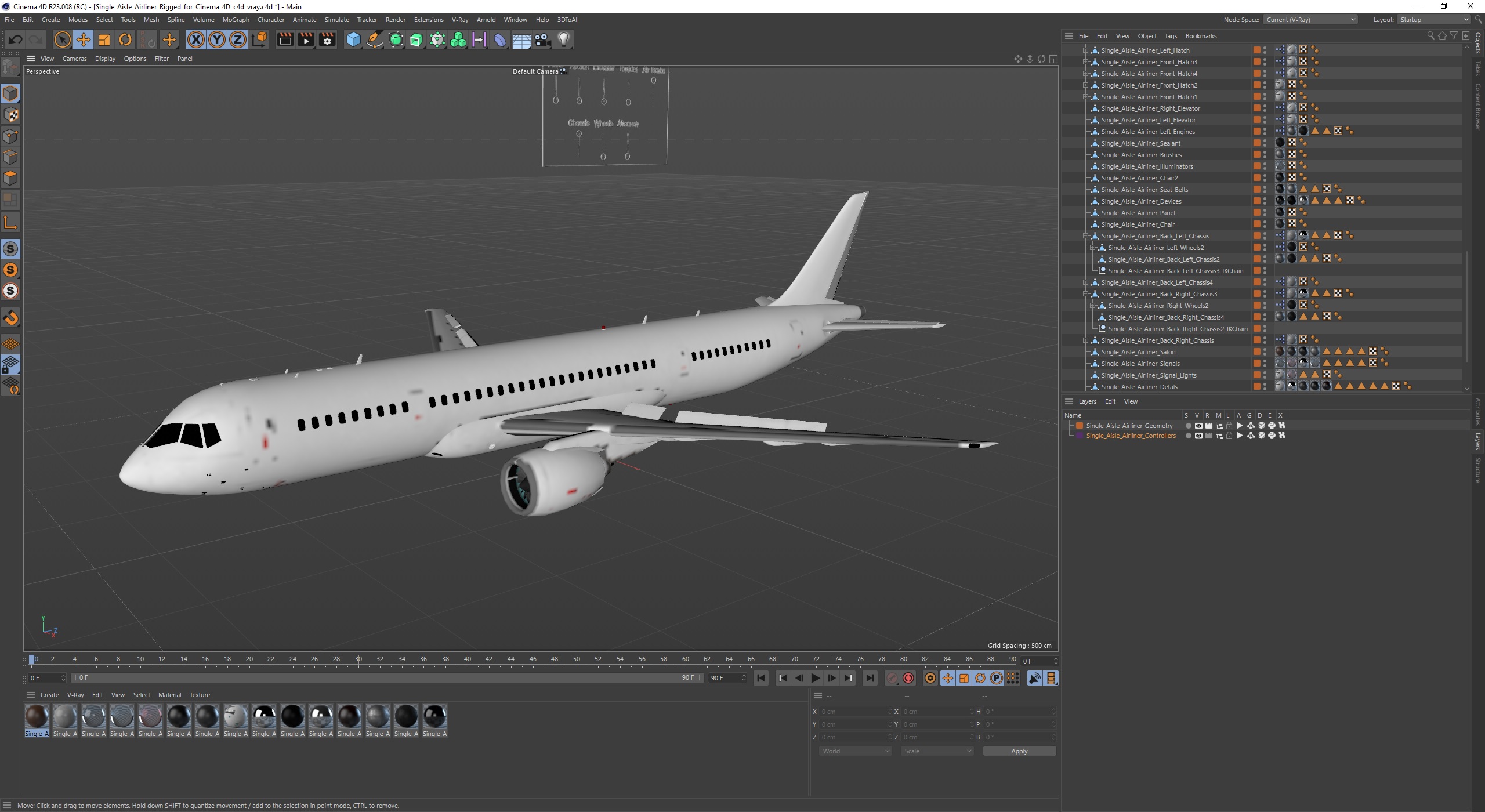 Single Aisle Airliner Rigged for Cinema 4D 3D