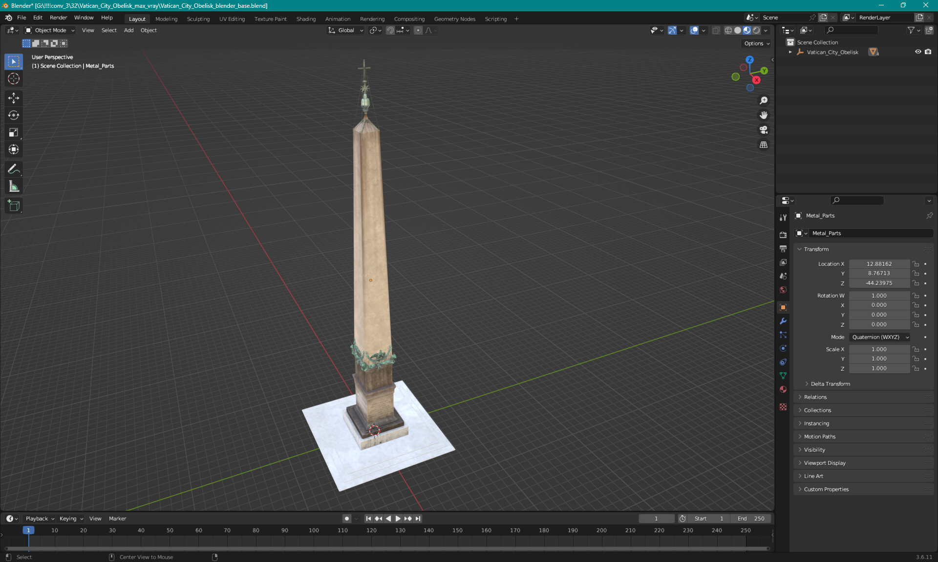 3D model Vatican City Obelisk