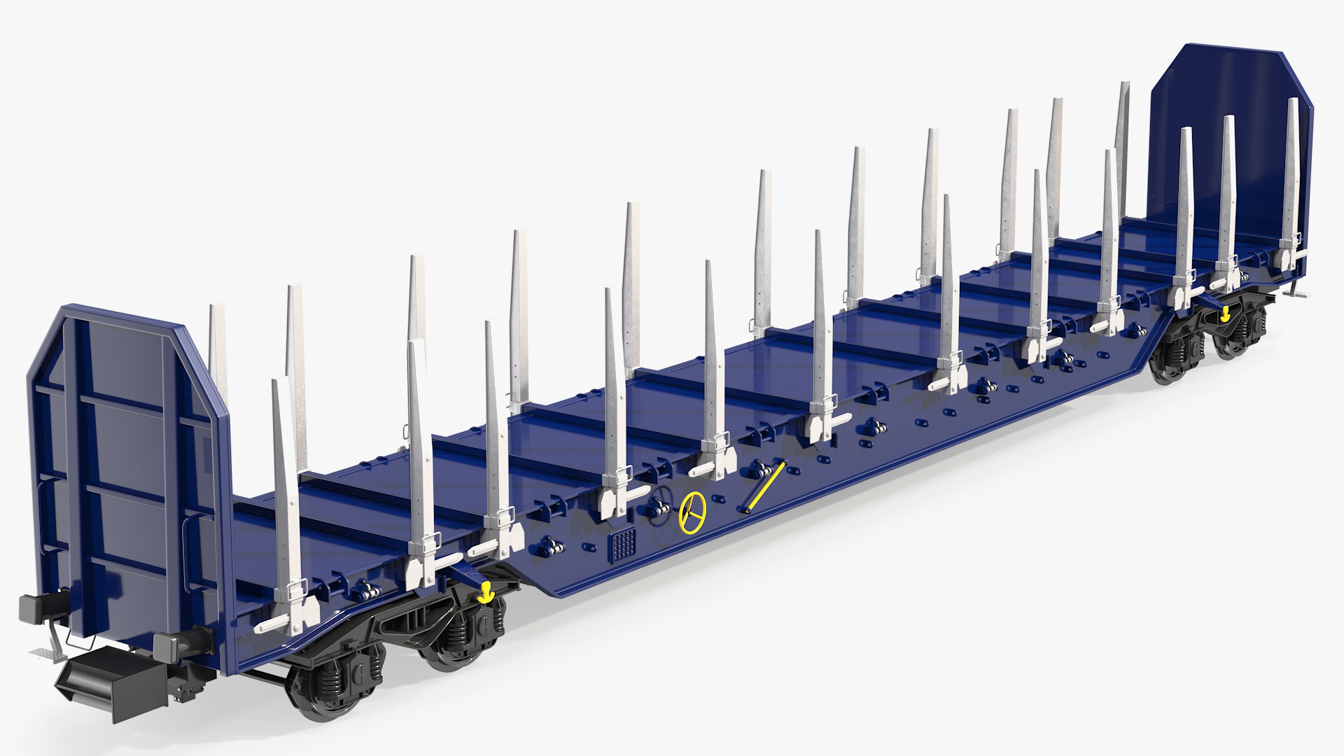 Four Axled Stake Wagon Empty New 3D