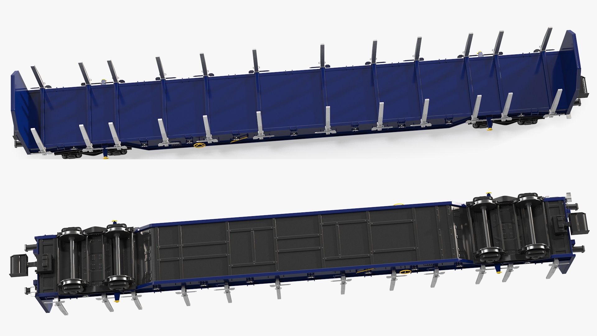 Four Axled Stake Wagon Empty New 3D