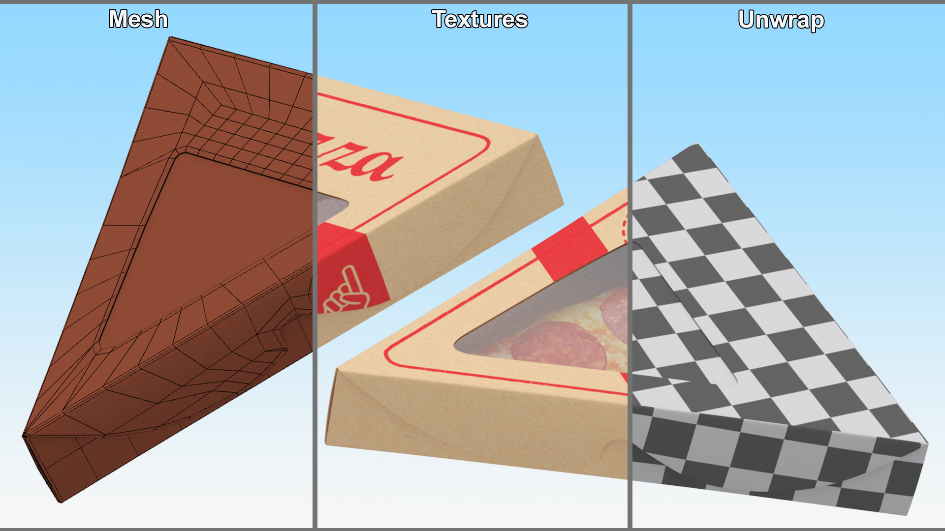 3D Pizza Slice in Packaging Box model