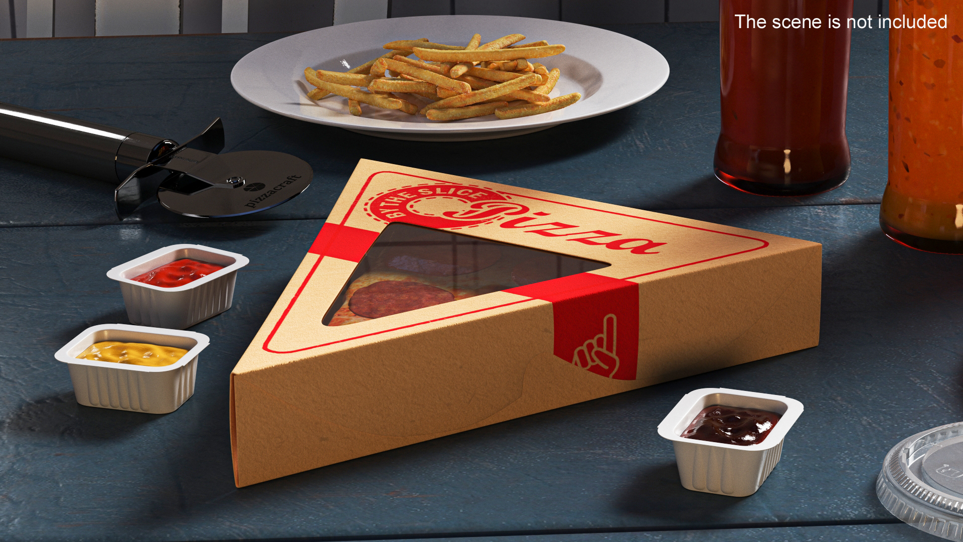 3D Pizza Slice in Packaging Box model