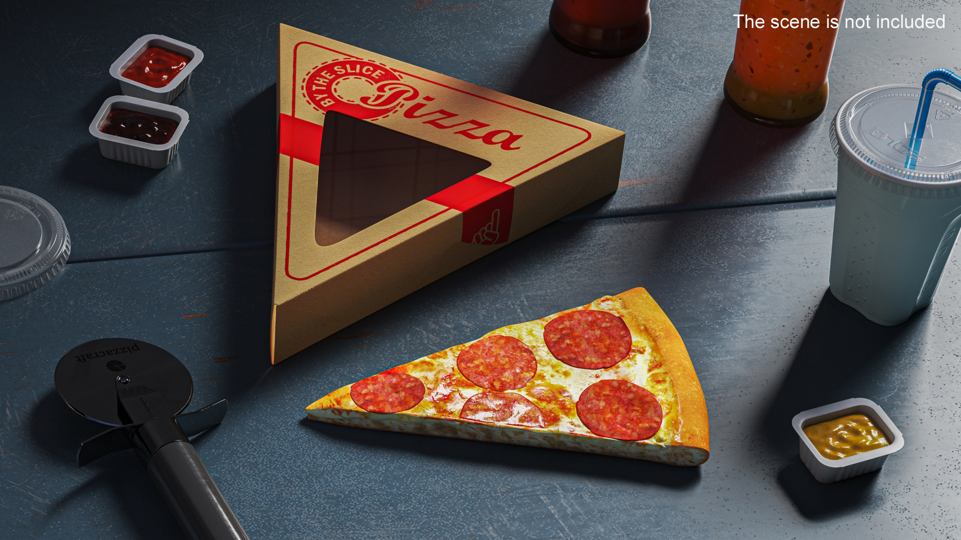 3D Pizza Slice in Packaging Box model