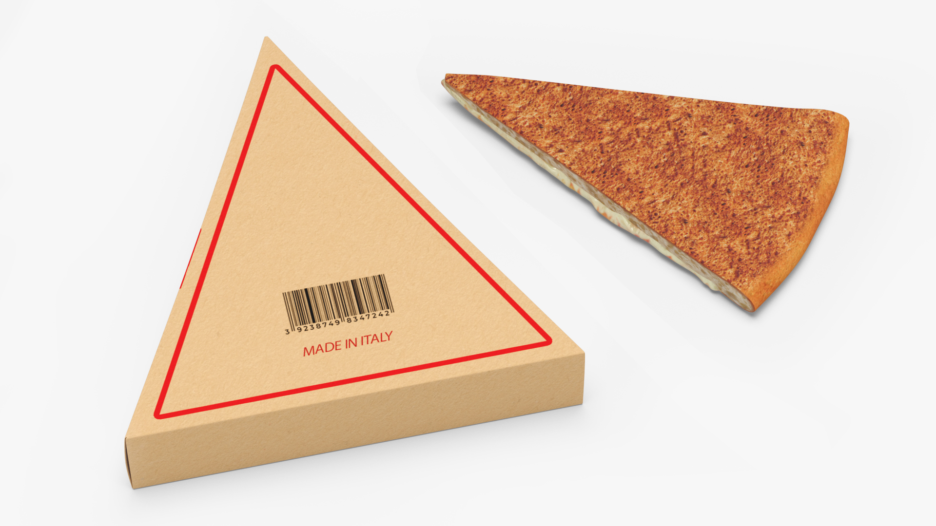 3D Pizza Slice in Packaging Box model