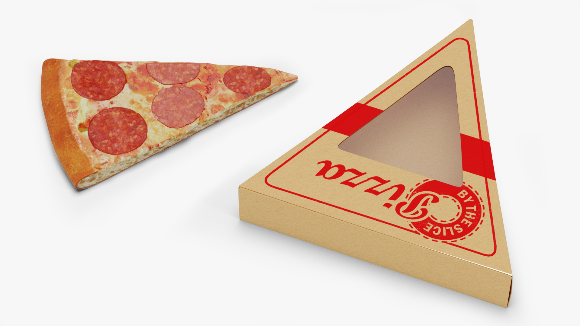 3D Pizza Slice in Packaging Box model