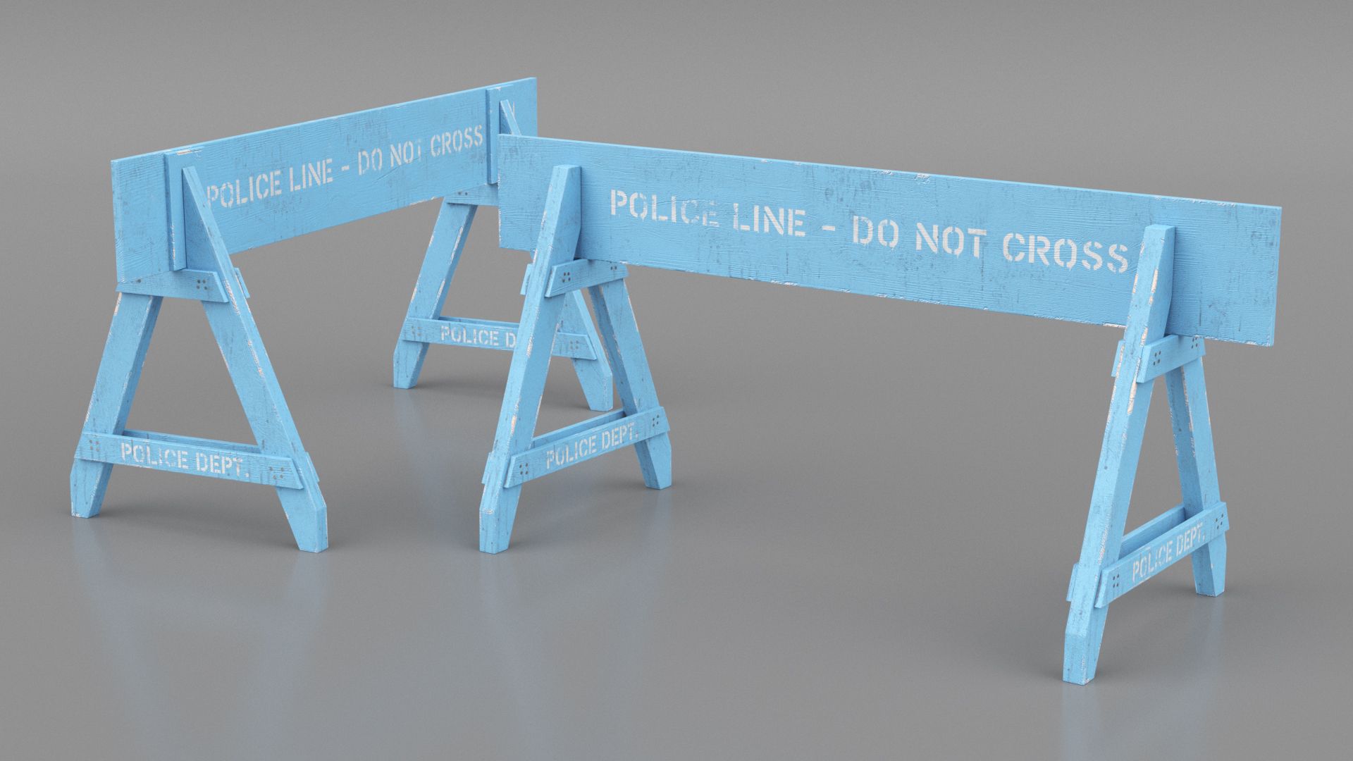 3D model Police Wooden Traffic Barricade Old