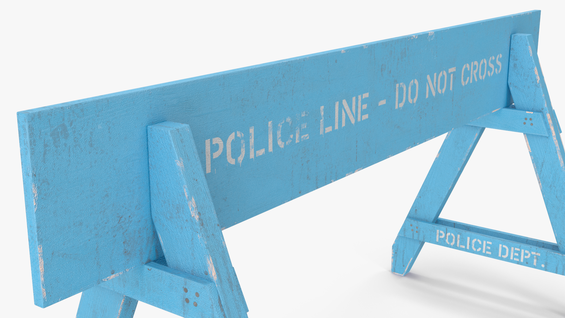 3D model Police Wooden Traffic Barricade Old