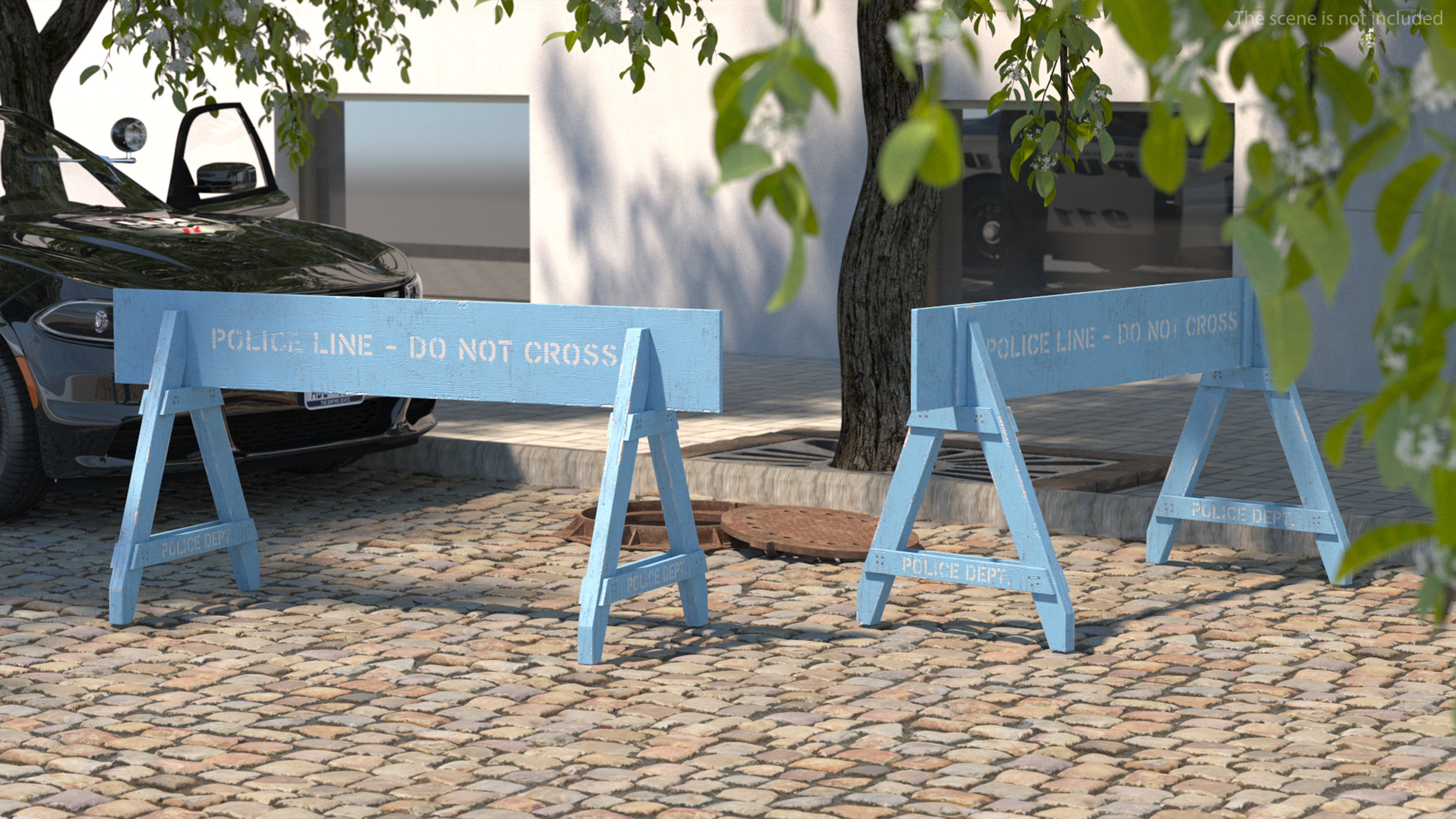 3D model Police Wooden Traffic Barricade Old