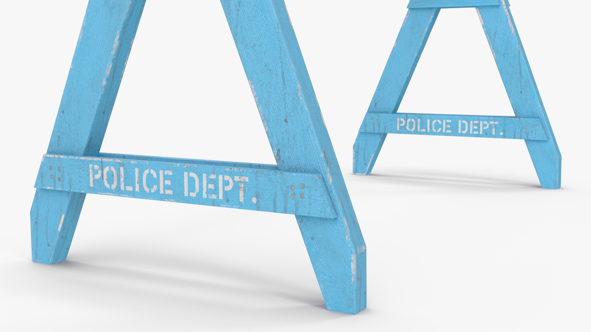 3D model Police Wooden Traffic Barricade Old