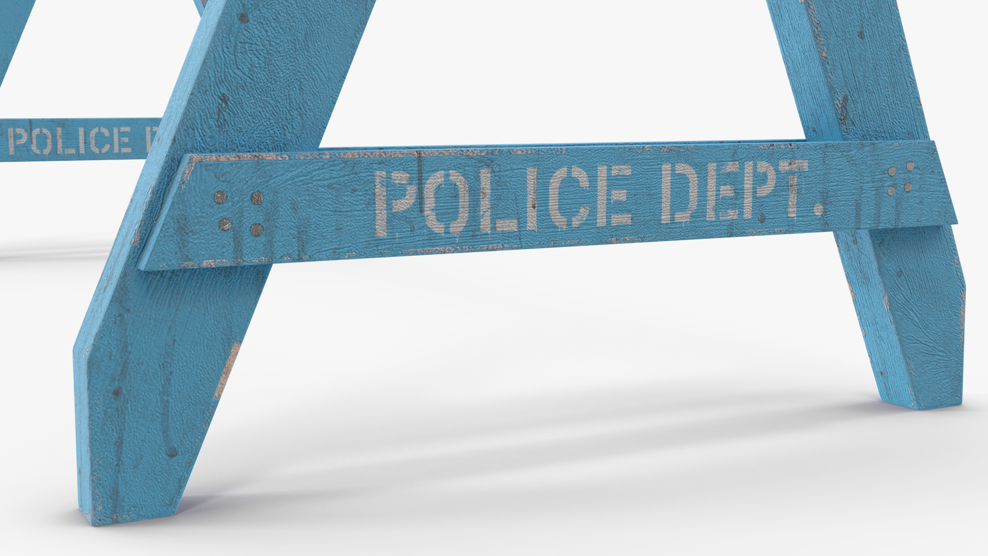 3D model Police Wooden Traffic Barricade Old