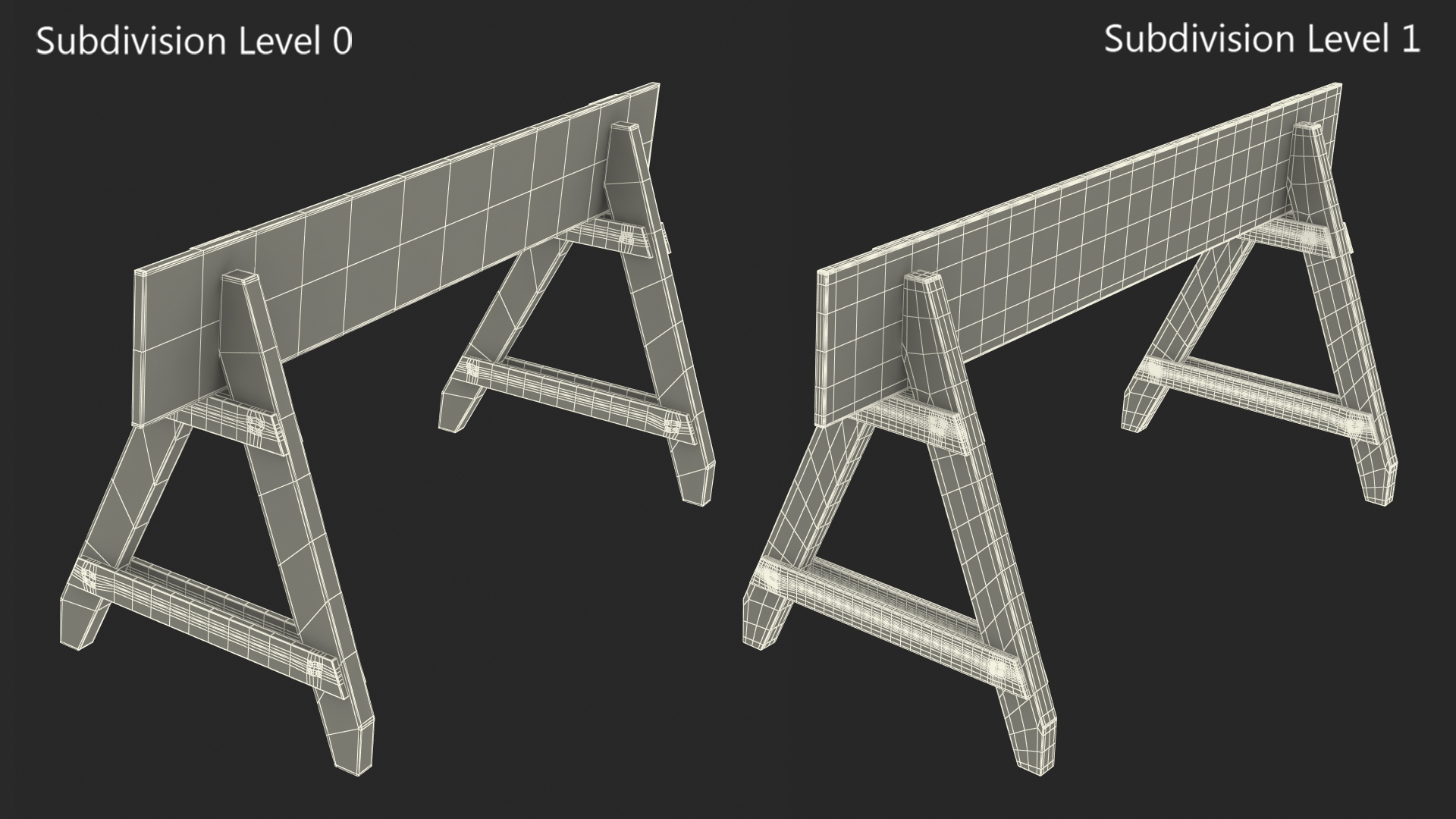 3D model Police Wooden Traffic Barricade Old