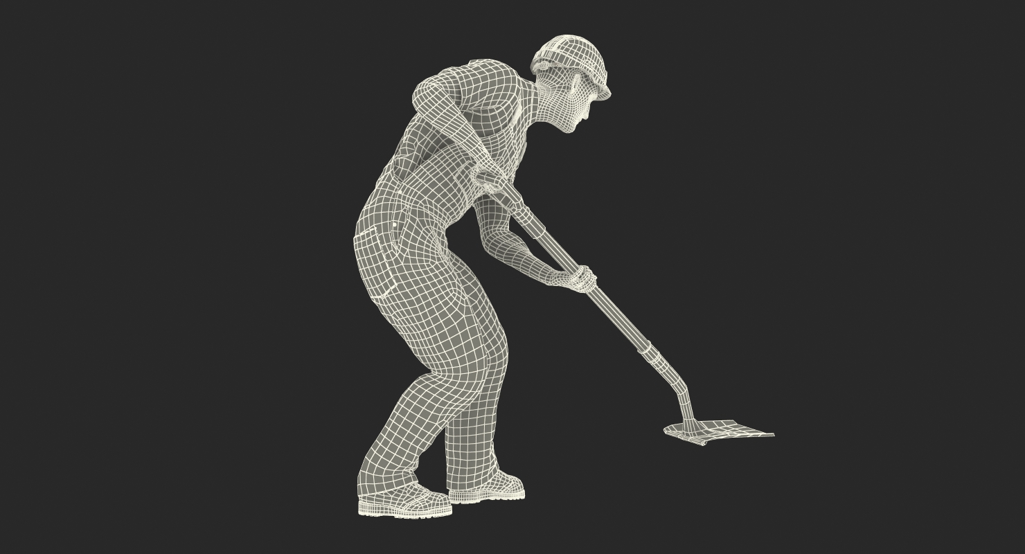 Construction Worker Digging with Shovel 3D model