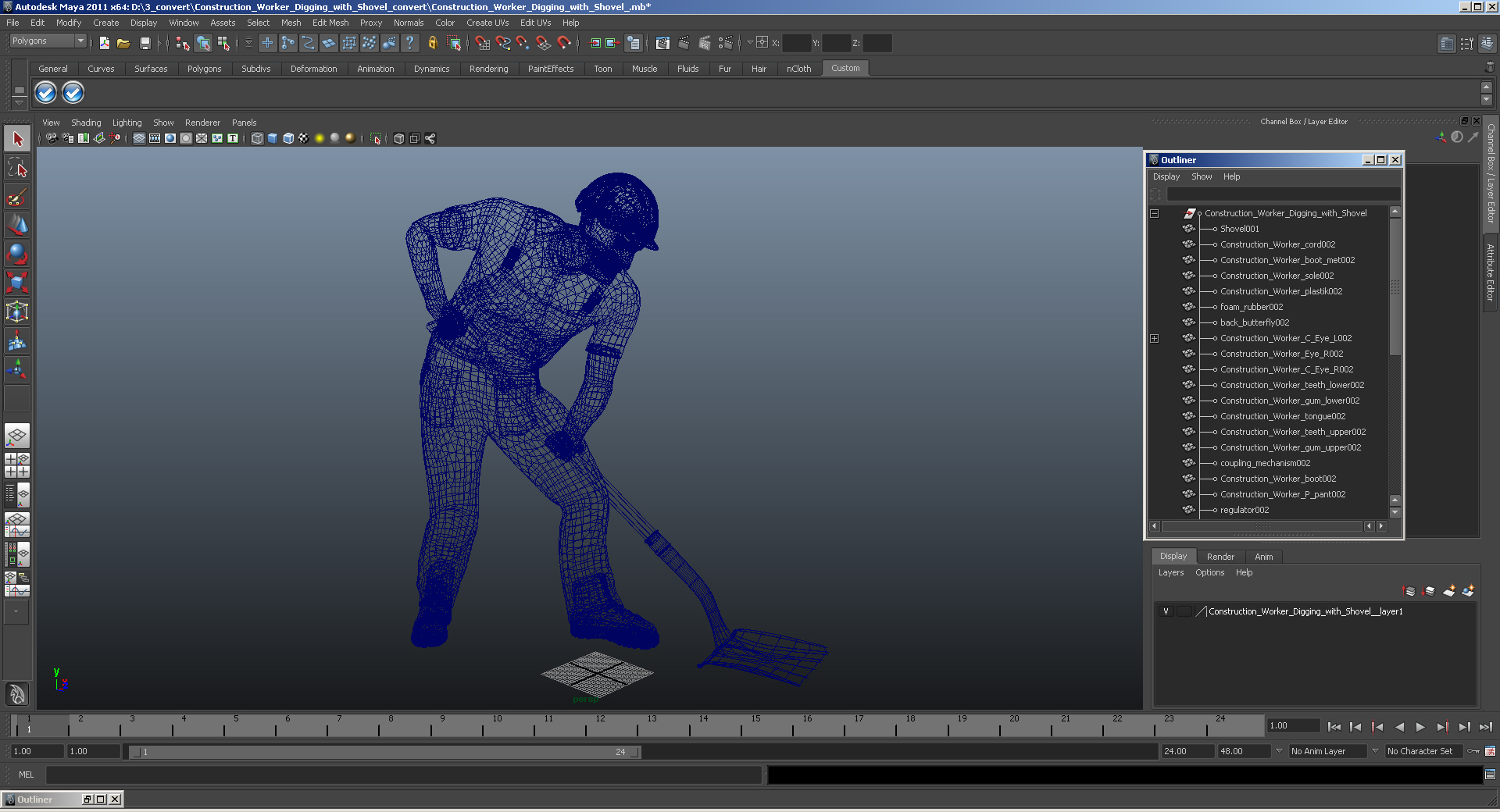 Construction Worker Digging with Shovel 3D model