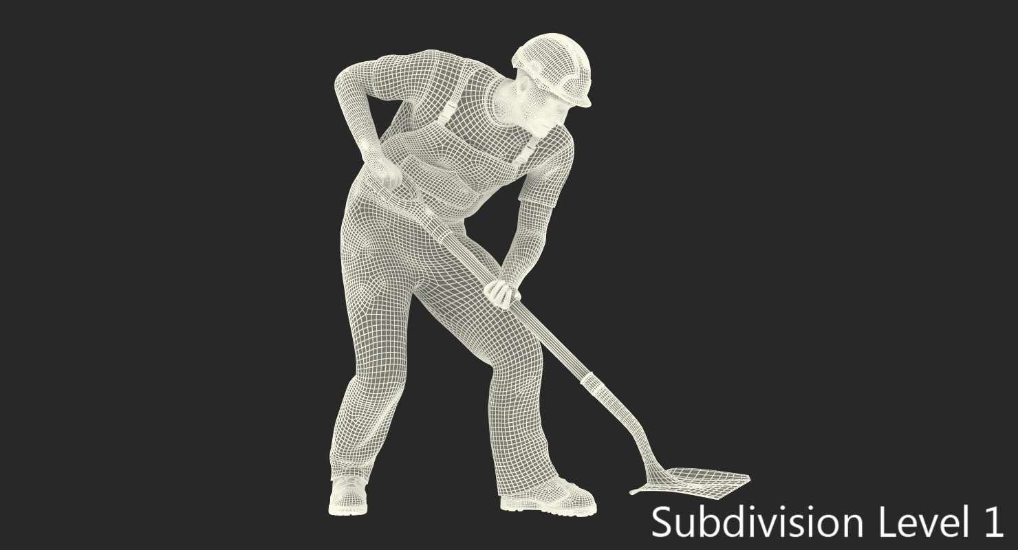 Construction Worker Digging with Shovel 3D model