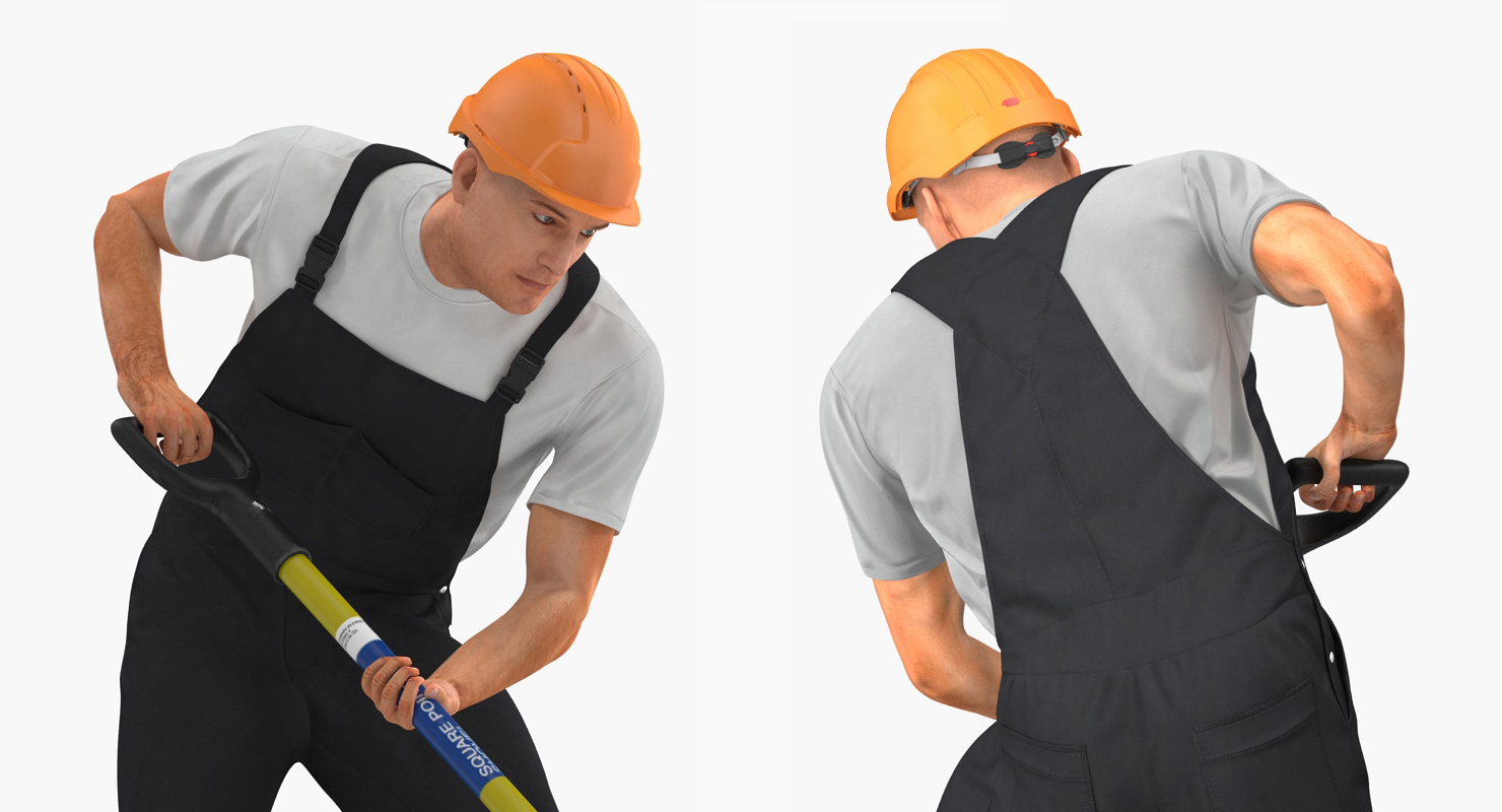 Construction Worker Digging with Shovel 3D model