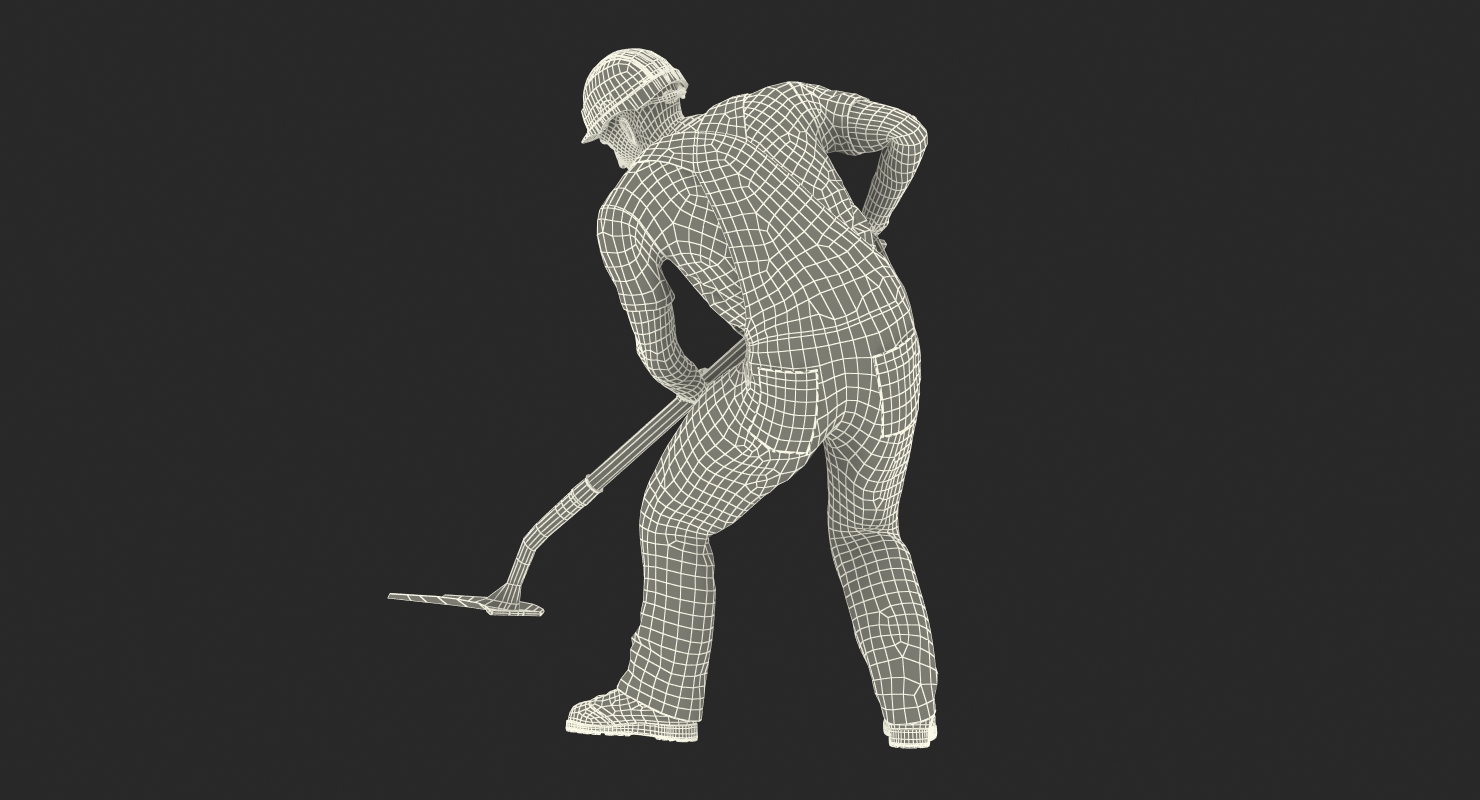 Construction Worker Digging with Shovel 3D model