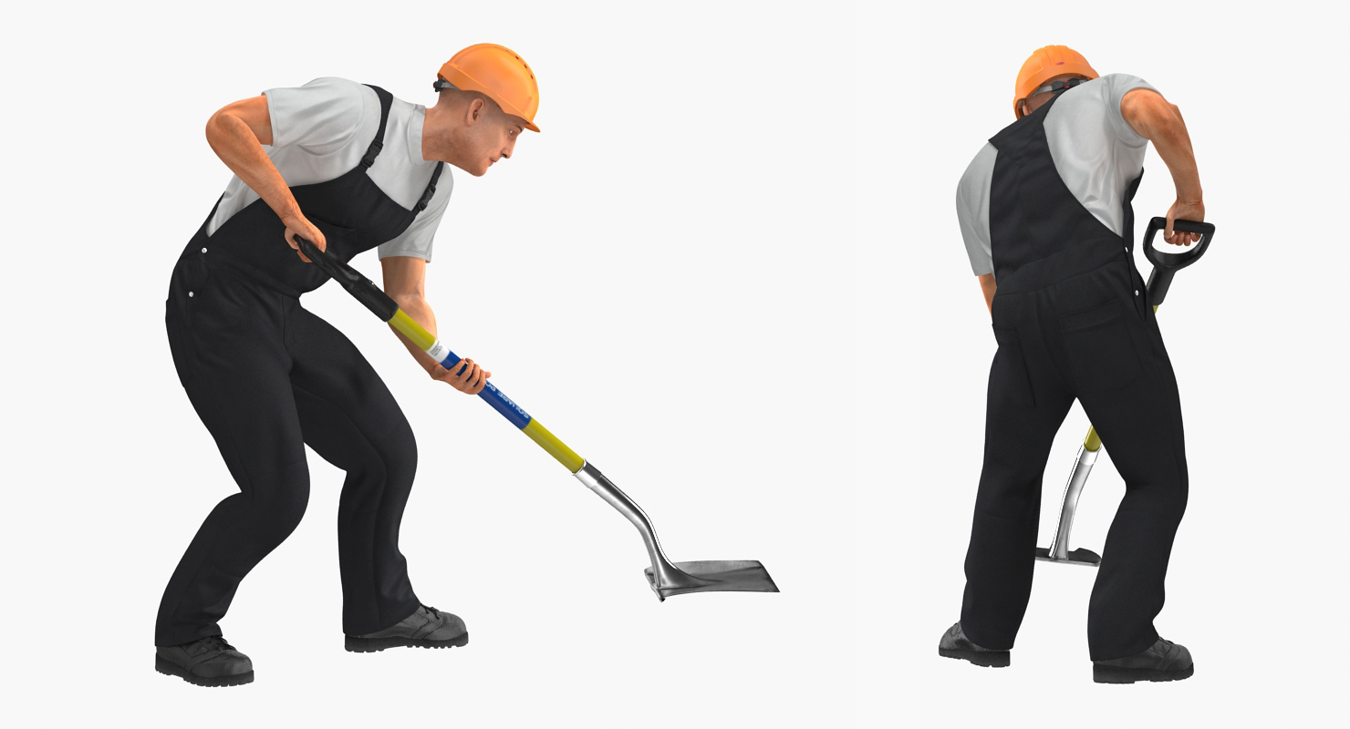 Construction Worker Digging with Shovel 3D model