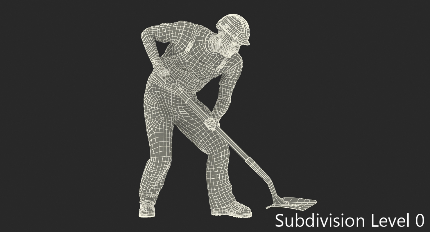 Construction Worker Digging with Shovel 3D model