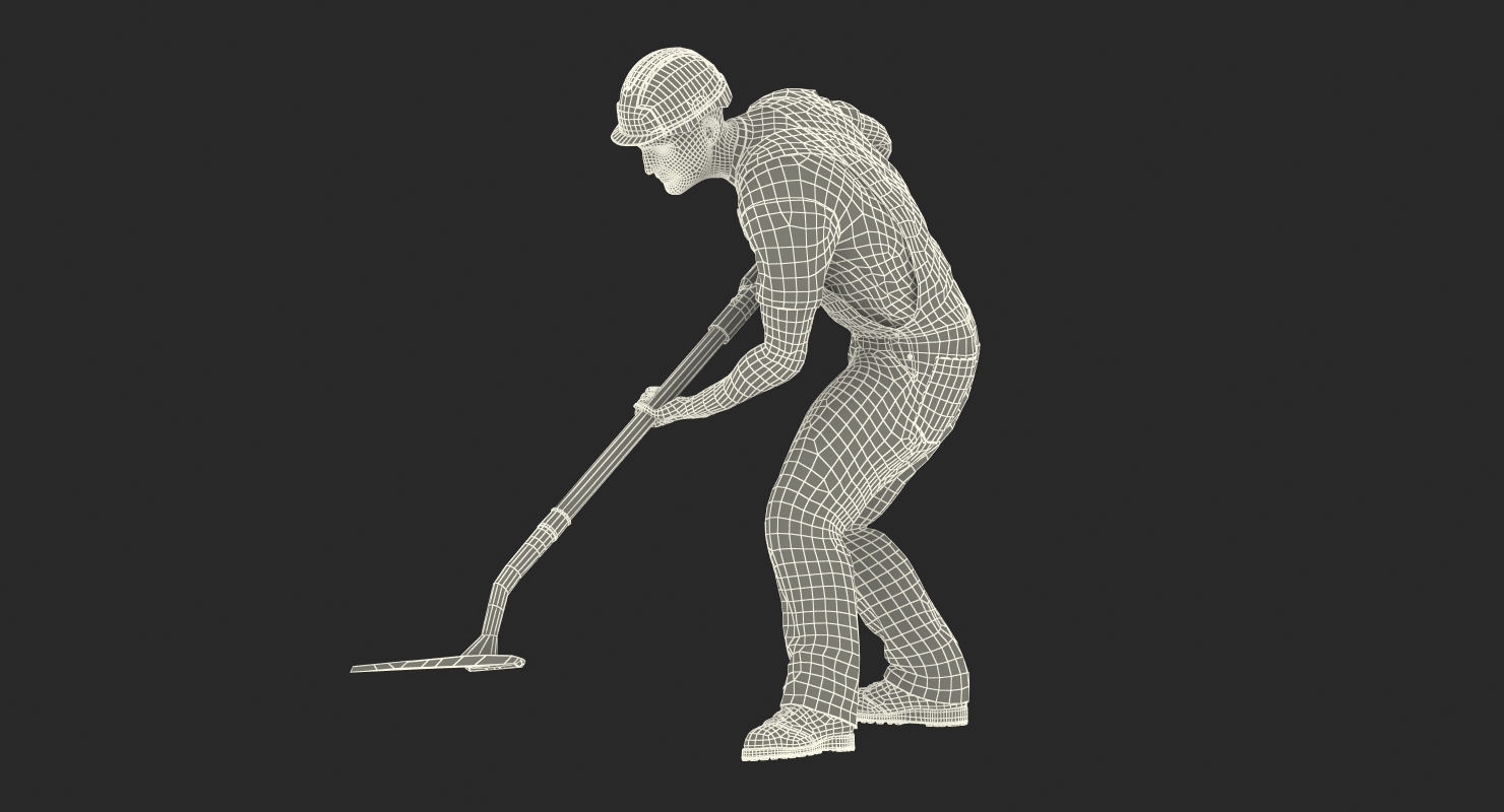 Construction Worker Digging with Shovel 3D model