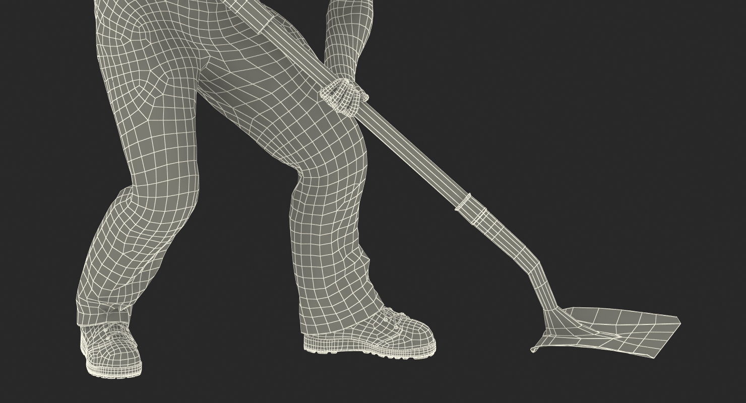 Construction Worker Digging with Shovel 3D model