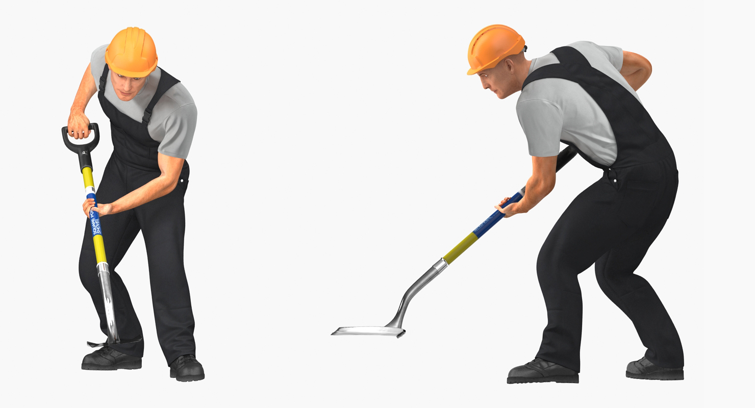 Construction Worker Digging with Shovel 3D model