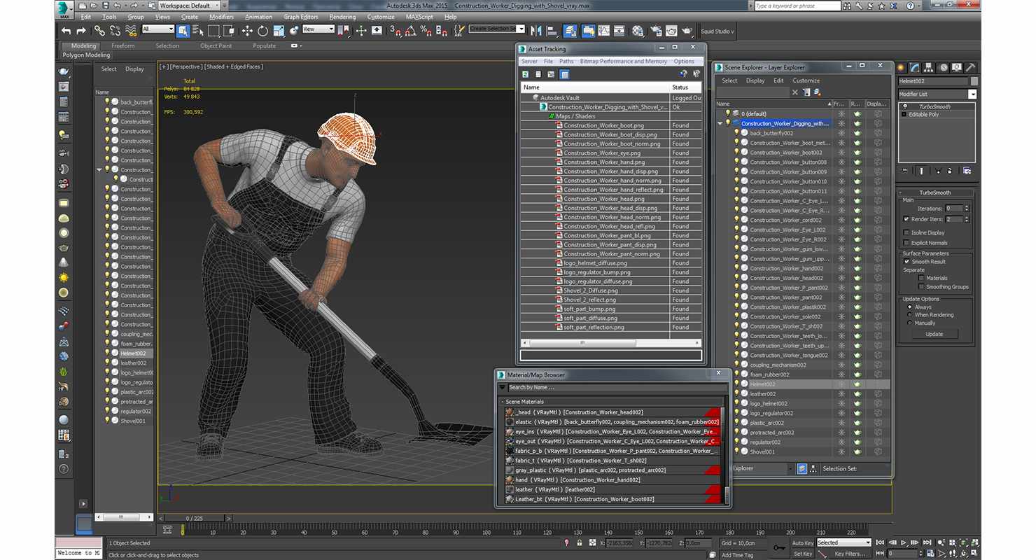 Construction Worker Digging with Shovel 3D model