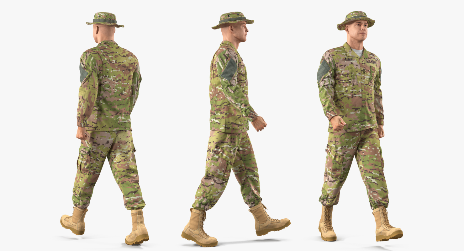 US Army Soldier Camouflage Walking 3D model