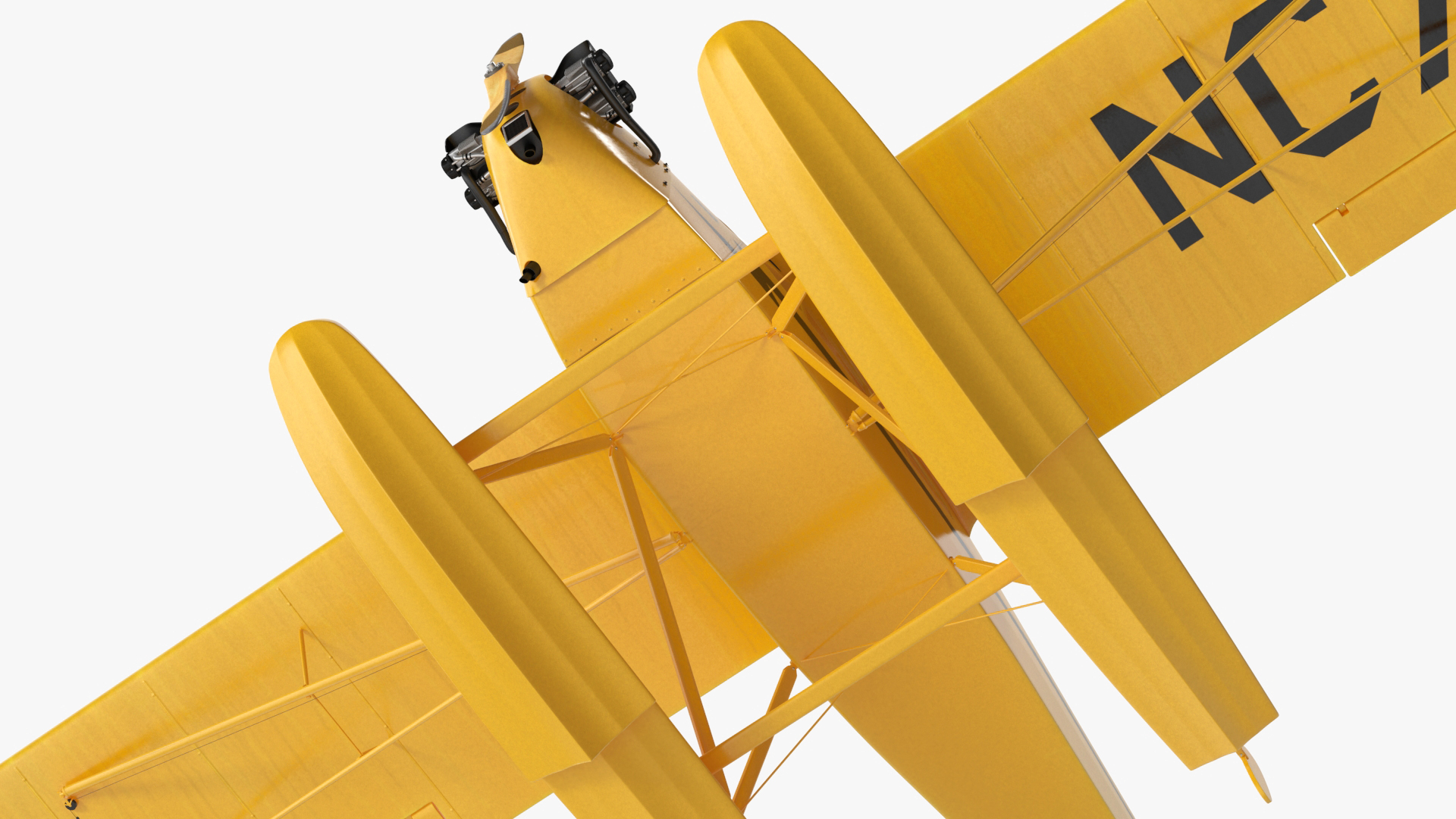 3D model Classic Monoplane Aircraft Piper J-3 with Floats Rigged