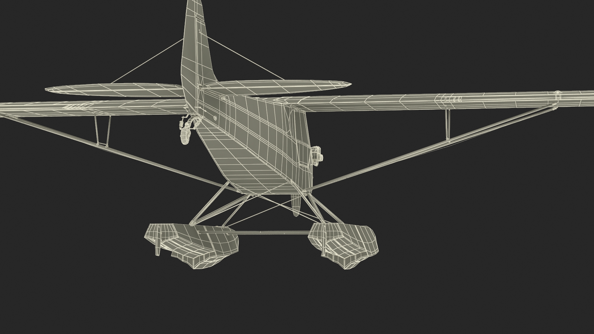 3D model Classic Monoplane Aircraft Piper J-3 with Floats Rigged