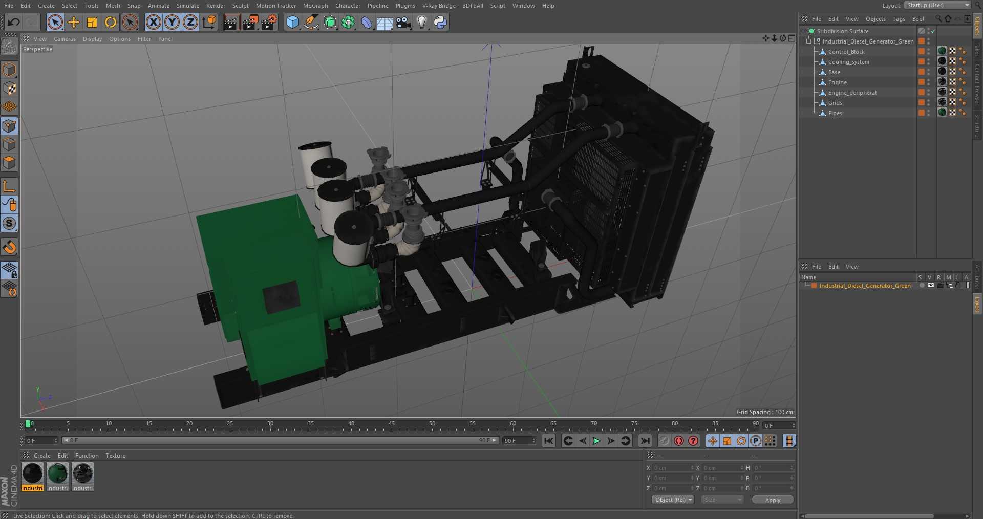 3D Industrial Diesel Generator Green model